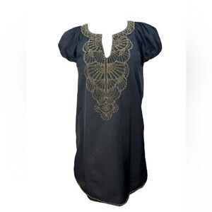 Narciso Lang Black Bronze Beaded Bubble Sleeve Mini Dress SZ. L